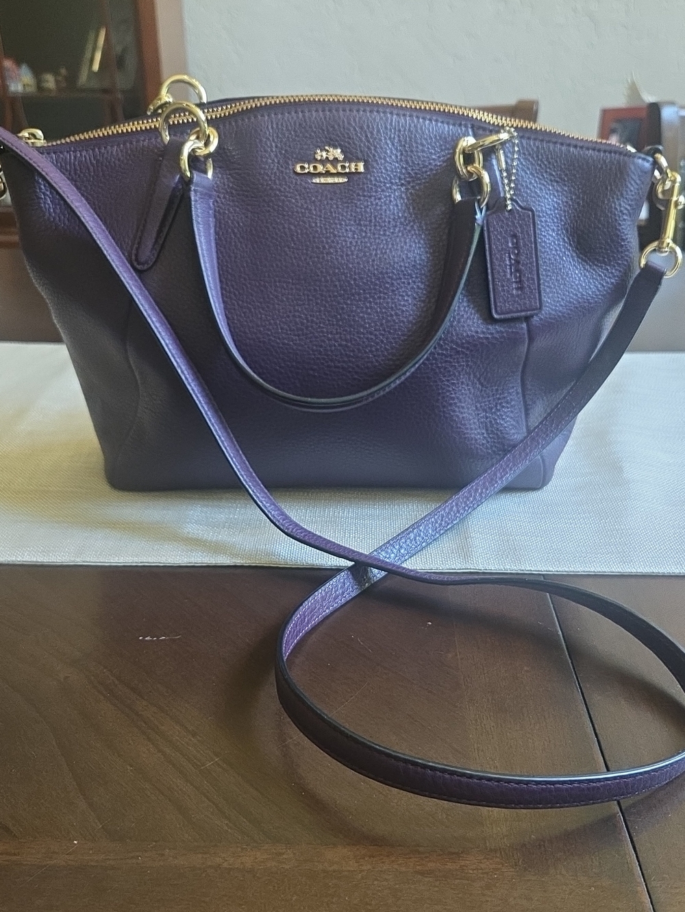 Coach,Beautiful, Purple, Leather Purse In Great Clean Condition!